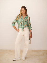 Mia Silk Floral Ikat Top