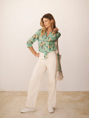 Mia Silk Floral Ikat Top