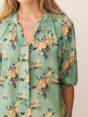 Mia Silk Floral Ikat Top