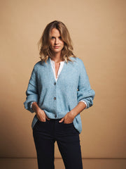 Micheala alpaca blend cardigan - Aqua Blue