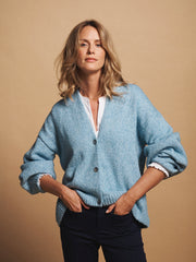 Micheala alpaca blend cardigan - Aqua Blue