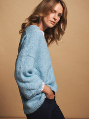 Micheala alpaca blend cardigan - Aqua Blue