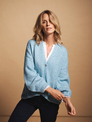 Micheala alpaca blend cardigan - Aqua Blue