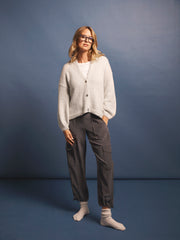 Micheala alpaca blend cardigan - Heathered Silver Grey