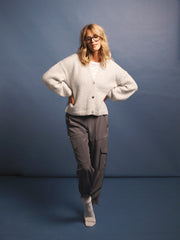 Micheala alpaca blend cardigan - Heathered Silver Grey