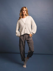 Micheala alpaca blend cardigan - Heathered Silver Grey