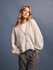 Micheala alpaca blend cardigan - Heathered Silver Grey