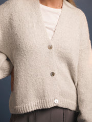 Micheala alpaca blend cardigan - Heathered Silver Grey