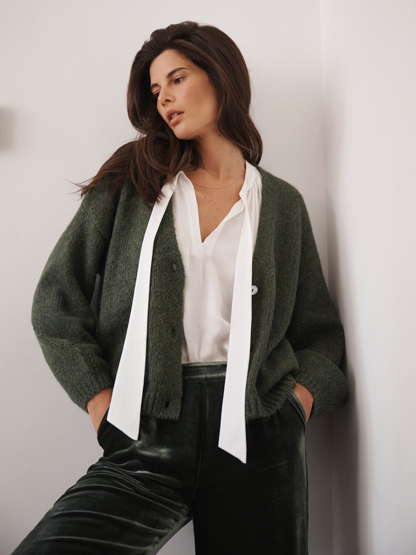 Micheala alpaca blend cardigan - Khaki