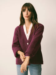 Michaela alpaca blend cardigan - Plum Noir | NRBY Clothing