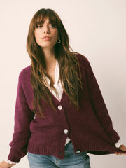 Michaela alpaca blend cardigan - Plum Noir | NRBY Clothing