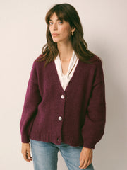 Michaela alpaca blend cardigan - Plum Noir | NRBY Clothing