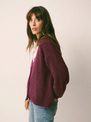 Michaela alpaca blend cardigan - Plum Noir | NRBY Clothing