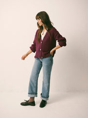 Michaela alpaca blend cardigan - Plum Noir | NRBY Clothing