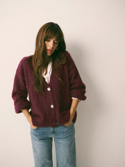 Michaela alpaca blend cardigan - Plum Noir | NRBY Clothing