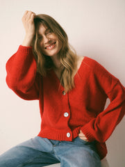 Michaela alpaca blend cardigan - Red | NRBY Clothing