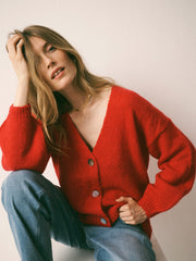 Michaela alpaca blend cardigan - Red | NRBY Clothing