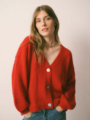 Michaela alpaca blend cardigan - Red | NRBY Clothing