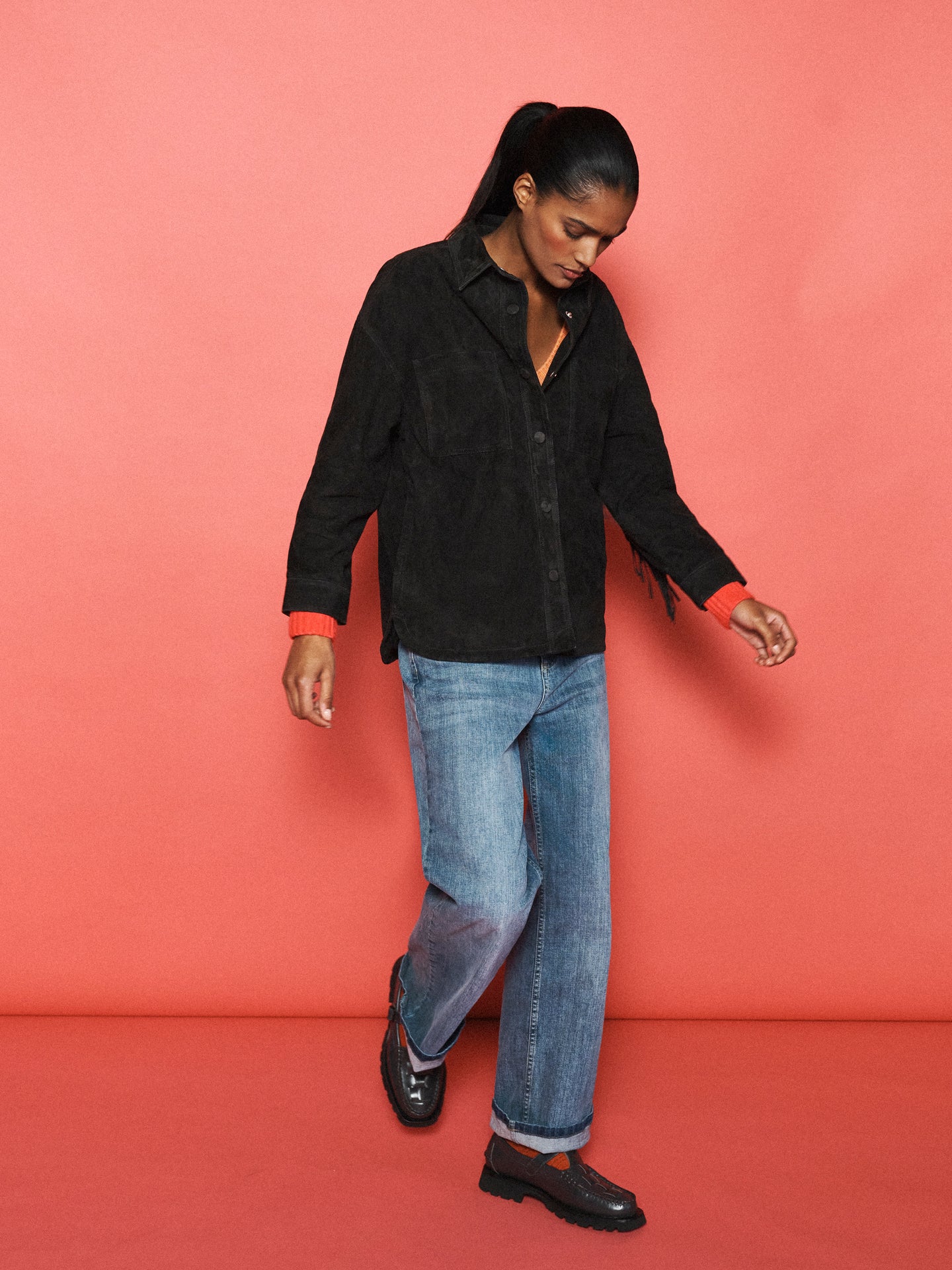 Miley Suede Fringed Jacket - Ink