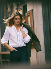 Molly cotton embellished shirt - White