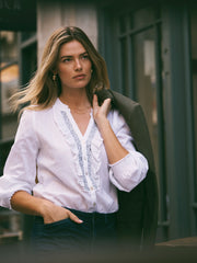 Molly cotton embellished shirt - White