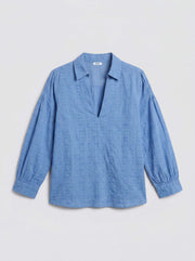 Mara cotton textured shirt - Azure Blue | NRBY Clothing