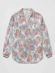 Mara silk ivory painterly paisley print shirt | NRBY Clothing