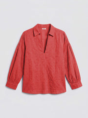 Mara cotton textured shirt - Red | NRBY Clothing