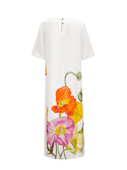 Margie Silk Poppy Print Maxi Dress - Ivory