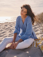 Margot gauze linen shirt - Cornflower Blue | NRBY Clothing