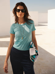 Charlie linen crew neck T-Shirt - Sea Spray | NRBY Clothing
