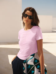 Charlie cotton & linen crew neck t-shirt - Pale pink | NRBY Clothing