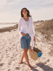 Mira gauze linen button down dress - White | NRBY Clothing