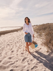 Mira gauze linen button down dress - White | NRBY Clothing