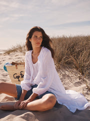 Mira gauze linen button down dress - White | NRBY Clothing