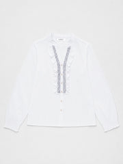 Molly cotton embellished shirt - White | NRBY Clothing