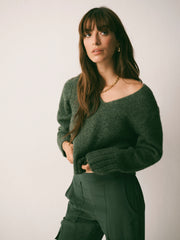 Nell alpaca blend v-neck sweater - Khaki