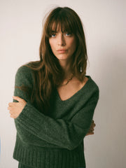 Nell alpaca blend v-neck sweater - Khaki