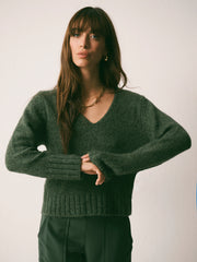 Nell alpaca blend v-neck sweater - Khaki