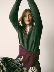 Nell alpaca blend v-neck sweater - Khaki