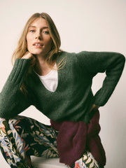 Nell alpaca blend v-neck sweater - Khaki