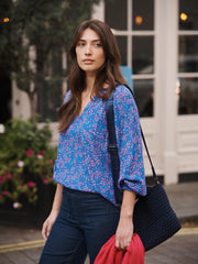 Nicola blue petal print top