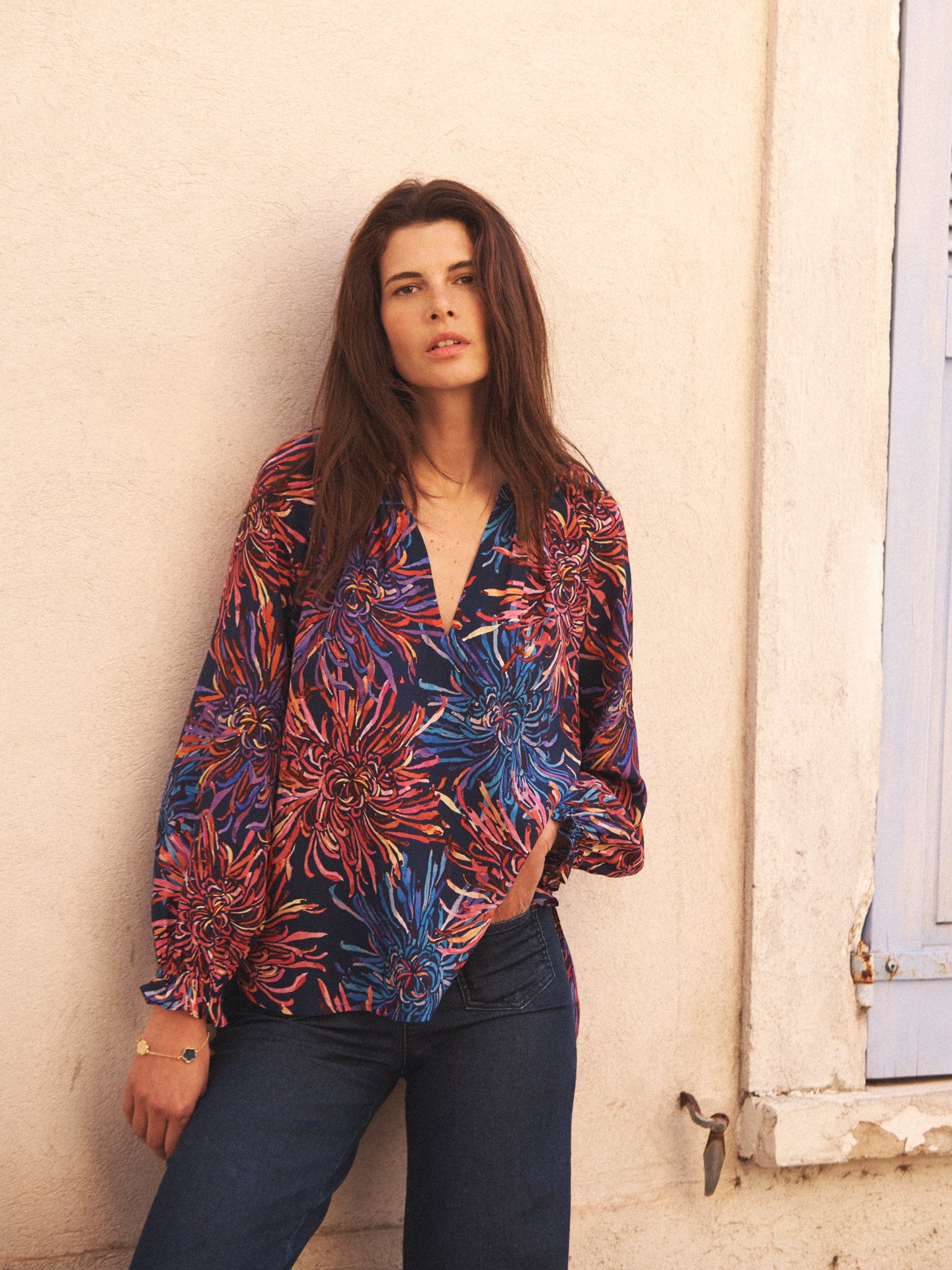 Nikki silk firework flower top