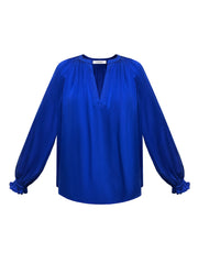 Nikki silk satin shirt - Lapis Blue