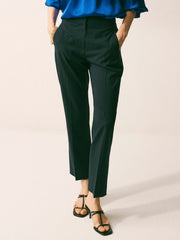 Mandy Wool Blend Tapered Leg Trouser - Navy