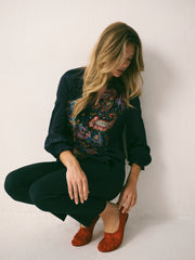 Nikki Silk Paisley Placement Print Shirt