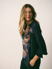 Nikki Silk Paisley Placement Print Shirt