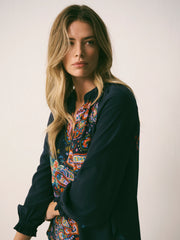 Nikki Silk Paisley Placement Print Shirt