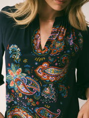 Nikki Silk Paisley Placement Print Shirt