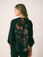 Nikki Silk Paisley Placement Print Shirt